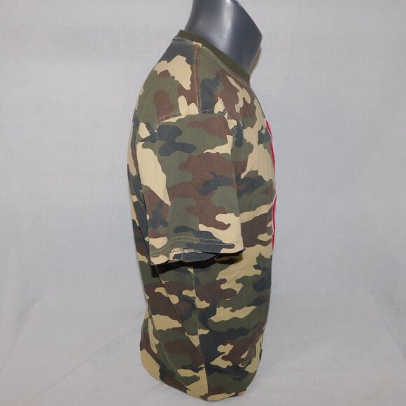 Bleecker & Mercer Mens M Green Camo Red Chenille Hand CASH Crew Neck T Shirt - Picture 6 of 9